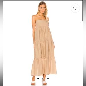 L’Academie The Kiyama Maxi Dress in Oat Tiered Bohemian Revolve M